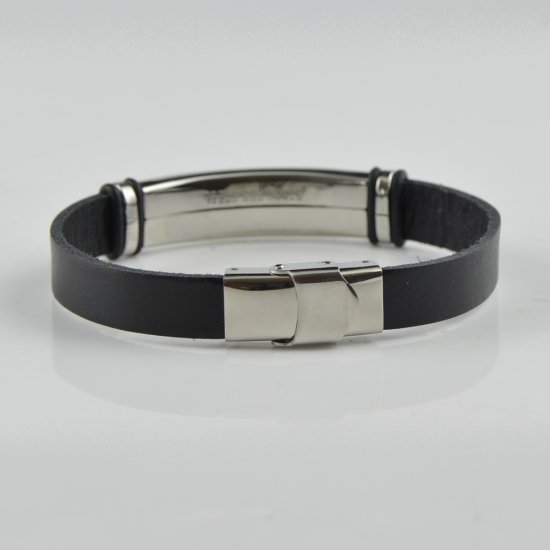 Leather Baltic Amber bracelet for men